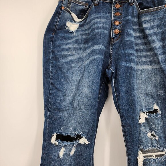 Judy Blue Womens 16W Distressed Button Fly Jeans Skinny Fit Stretch Denim - Picture 8 of 9